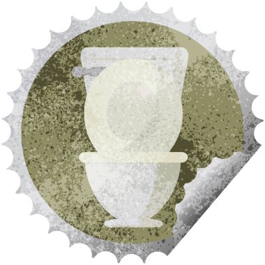 açık tuvalet grafik vektör çizim yuvarlak etiket damga