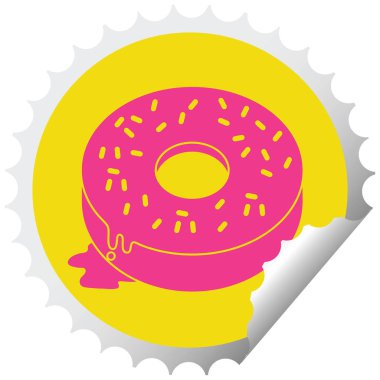 bir lezzetli buzlu çörek dairesel peeling etiket çizimi