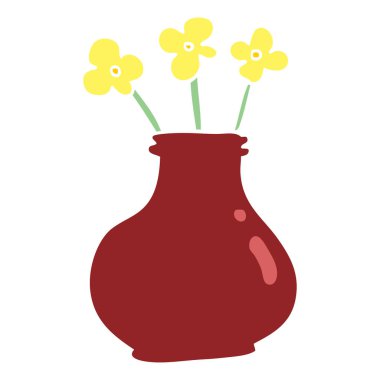 çizgi film doodle çiçek vazo