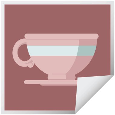 Kahve Kupası grafik vektör çizim kare etiketi