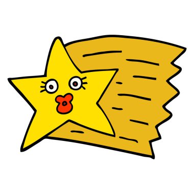 elle çizilmiş doodle tarzı çizgi film kayan yıldız