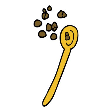 çizgi film üzerinde bir kaşık mısır gevreği doodle