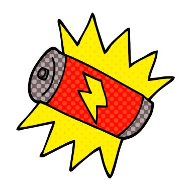 çizgi film doodle pil, vektör çizim 