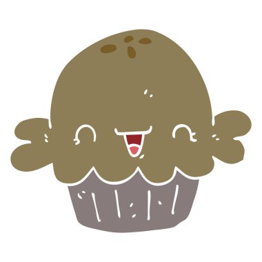 sevimli düz renk tarzı çizgi film pasta