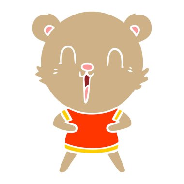 mutlu düz renk tarzı çizgi film ayı