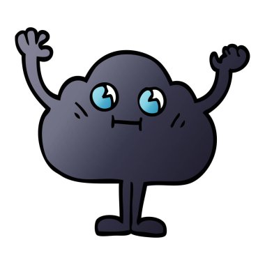 Doodle kara bulut karakter karikatür