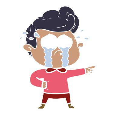 düz renk stili karikatür ağlayan adam