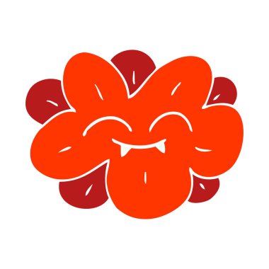 çizgi film doodle ile yüz çiçek