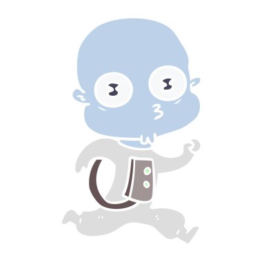 düz renk tarzı çizgi film garip kel spaceman çalıştıran