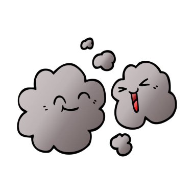 çizgi film doodle mutlu gri duman