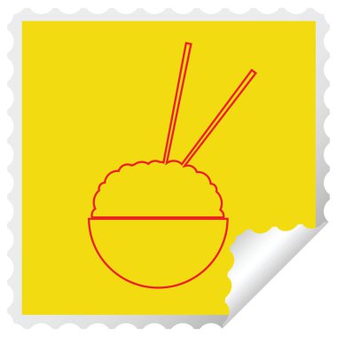 Etiket vektör çizim peeling pirinç kase Meydanı