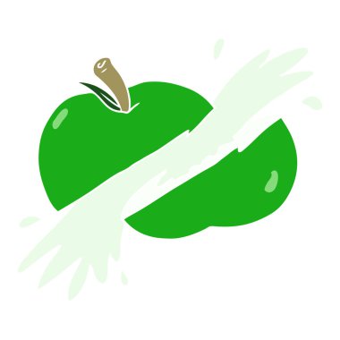 elma dilimli düz renk stil çizgi film