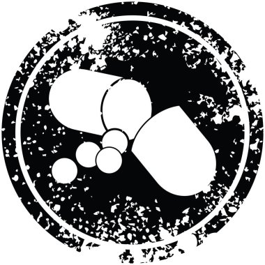 Kapsül pill vektör çizim dairesel sıkıntılı sembolü