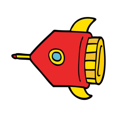 çizgi film doodle roket, vektör çizim