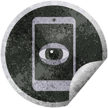 cep telefonu grafik vektör çizim dairesel etiket izlerken