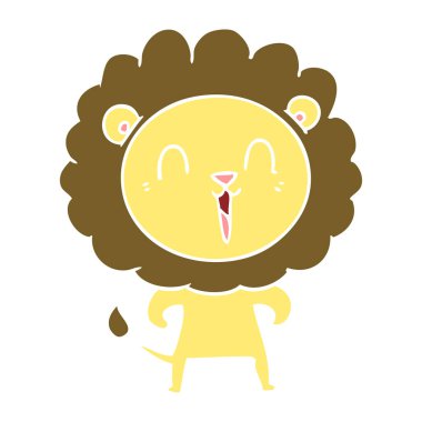 gülen aslan düz renk stil çizgi film