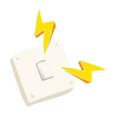 pırıltılı elektrik ışık anahtarı düz renkli çizimi