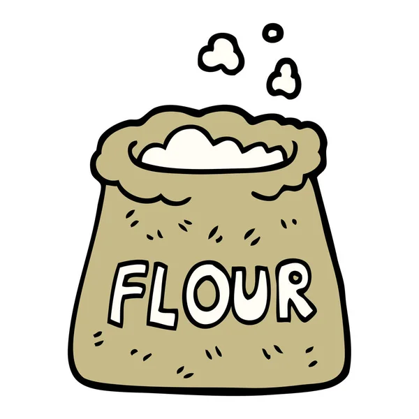 Hand Drawn Doodle Style Cartoon Bag Flour — Stock Vector