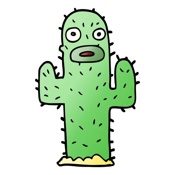 Cartoon Doodle Cactus Flat Icon Isolated White Background Vector Illustration — Stock Vector