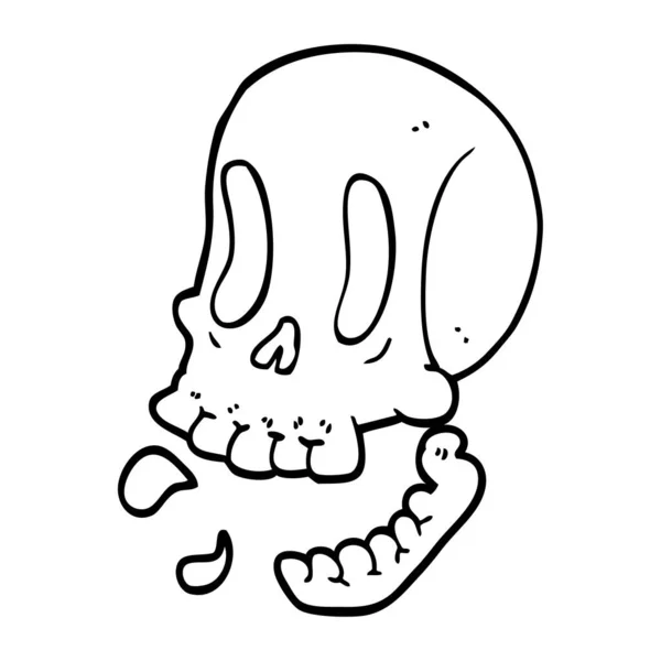 Linha Desenho Desenho Desenho Animado Crânio — Vetor de Stock