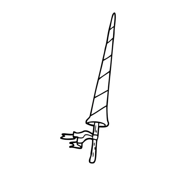 Line Drawing Cartoon Knights Lance — Stock Vector