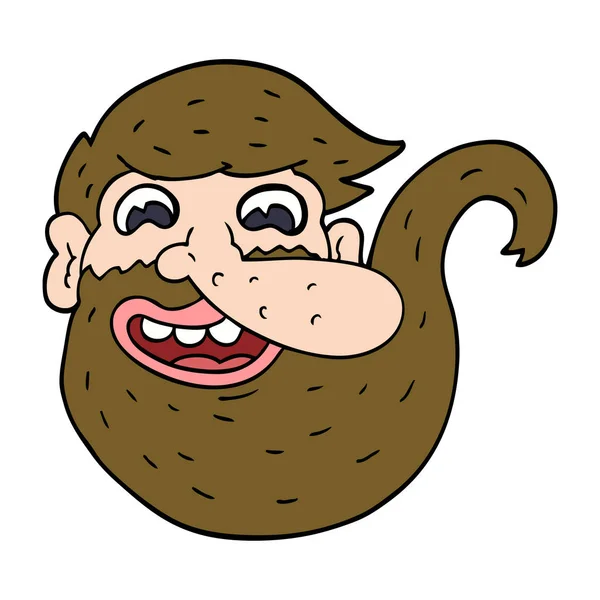 Barbudo Dibujos Animados Doodle Hombre — Vector de stock