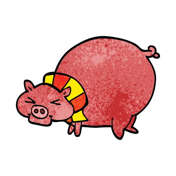 Dessin Animé Doodle Gros Porc — Image vectorielle