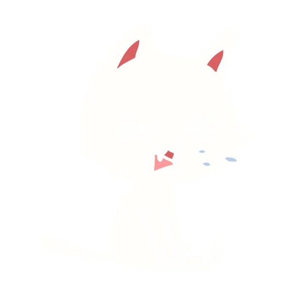 Platt Färg Stil Tecknad Sittande Katt Väsande — Stock vektor