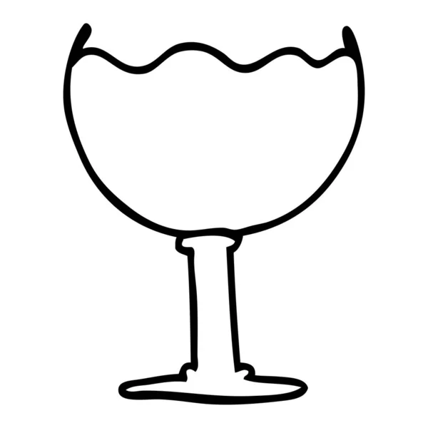 Linienzeichnung Cartoon Glas Wein — Stockvektor