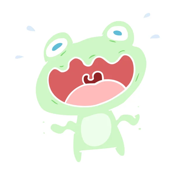 Flat Color Style Cartoon Frog Frightened — Stock Vector