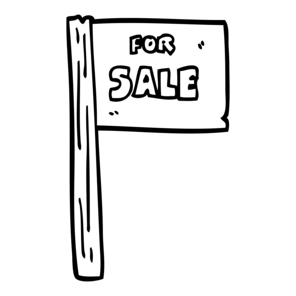 Line Drawing Cartoon Sale Sign — Stock Vector