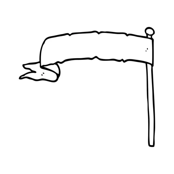 Lijntekening Cartoon Zwaaien Vlag — Stockvector