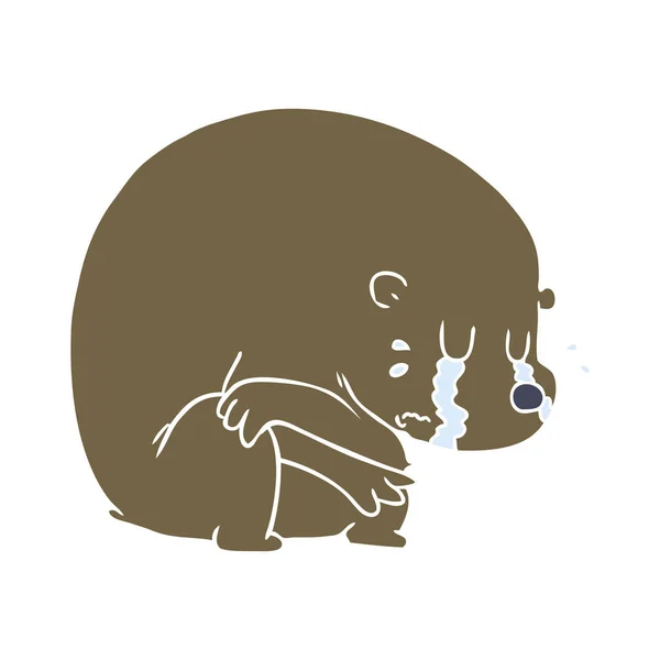 Choro Cor Plana Estilo Cartoon Urso — Vetor de Stock