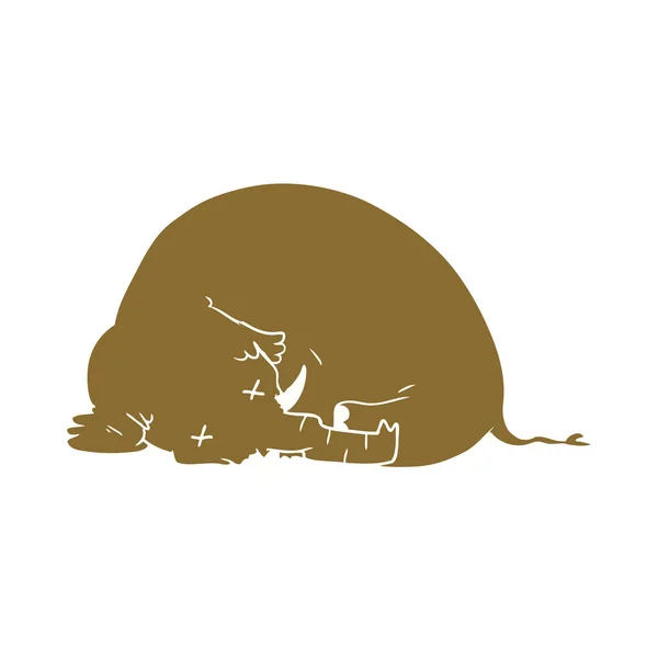 Colore Piatto Stile Cartone Animato Morto Mammut — Vettoriale Stock