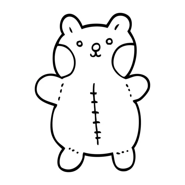 Urso Pelúcia Desenhos Animados Preto Branco — Vetor de Stock