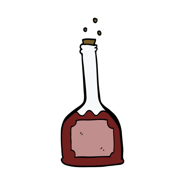Cartoon Doodle Bottle Red Wine — Stock Vector