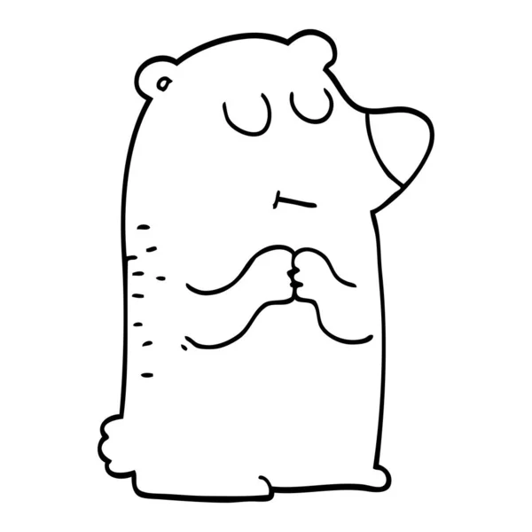 Лінійний Малюнок Мультяшний Полярний Ведмідь — стоковий вектор