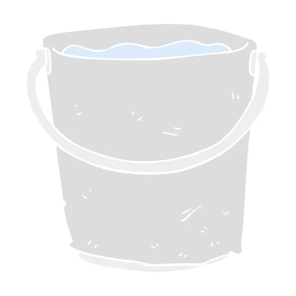 水の入ったバケツのフラット カラー イラスト — ストックベクタ