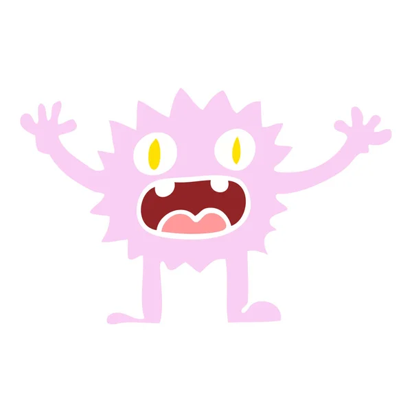 平板彩色插图动画片滑稽毛茸茸的怪物 — 图库矢量图片