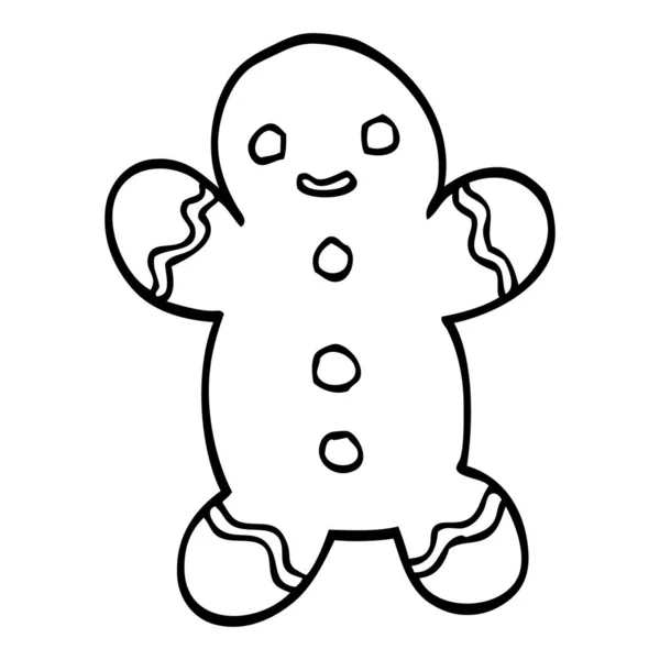 Linha Desenho Desenhos Animados Natal Pão Gengibre — Vetor de Stock