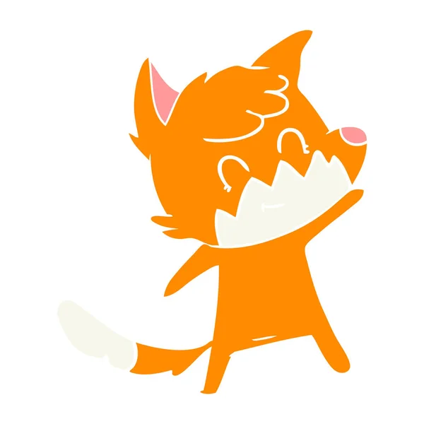 Egale Kleur Stijl Cartoon Vriendelijke Fox — Stockvector