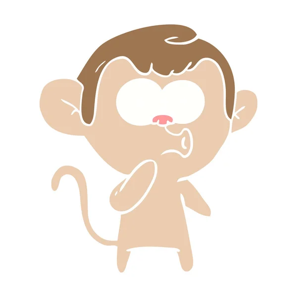 Flat Color Style Cartoon Hooting Monkey — Stock Vector
