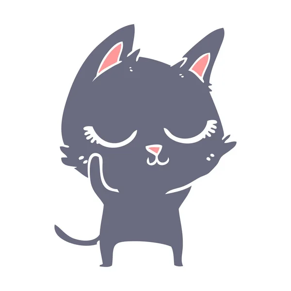 Klid Plochý Barevný Styl Kreslená Kočka — Stockový vektor