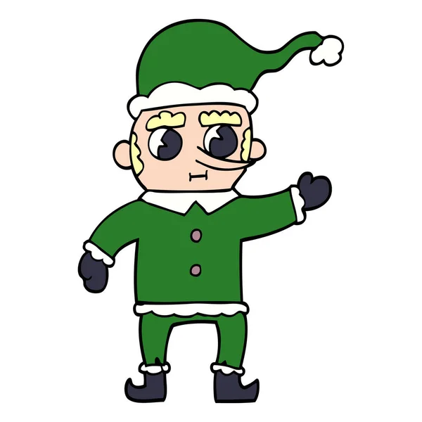 Dibujos Animados Garabato Navidad Elfo — Archivo Imágenes Vectoriales