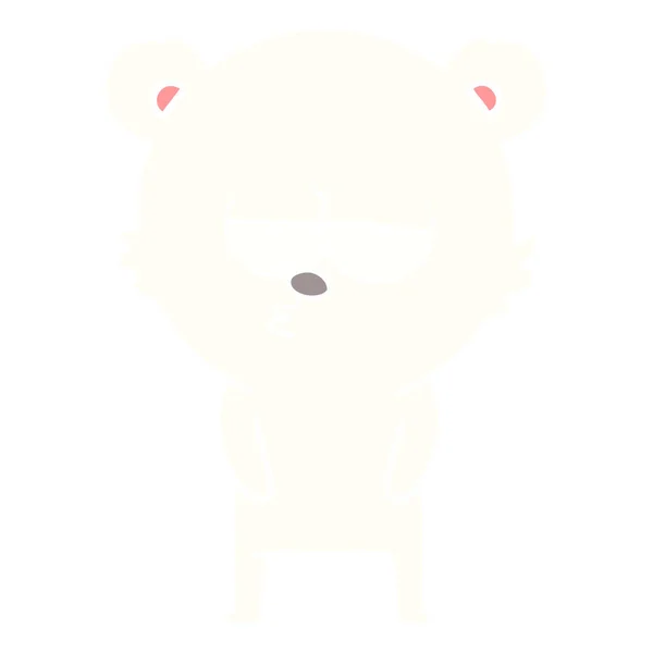 Annoiato Orso Polare Piatto Cartone Animato Stile Colore — Vettoriale Stock