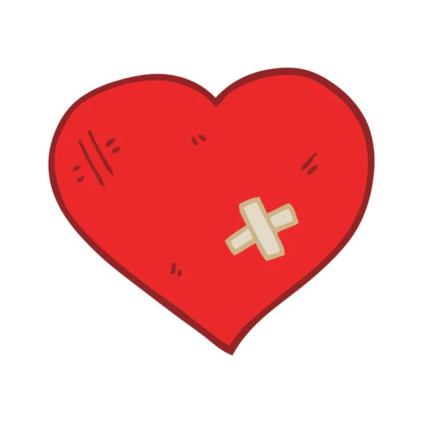 Επίπεδη Χρώμα Στυλ Καρτούν Αγάπη Καρδιά Επίδεσμο — Διανυσματικό Αρχείο