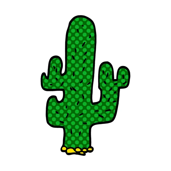 Cartoon Doodle Cactus Flat Ikonen Isolerad Vit Bakgrund Vektor Illustration — Stock vektor