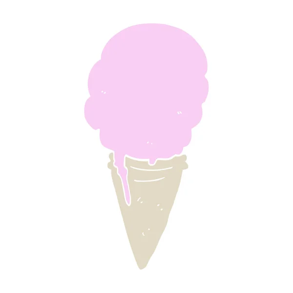 Flat Color Style Cartoon Ice Cream — Stock Vector