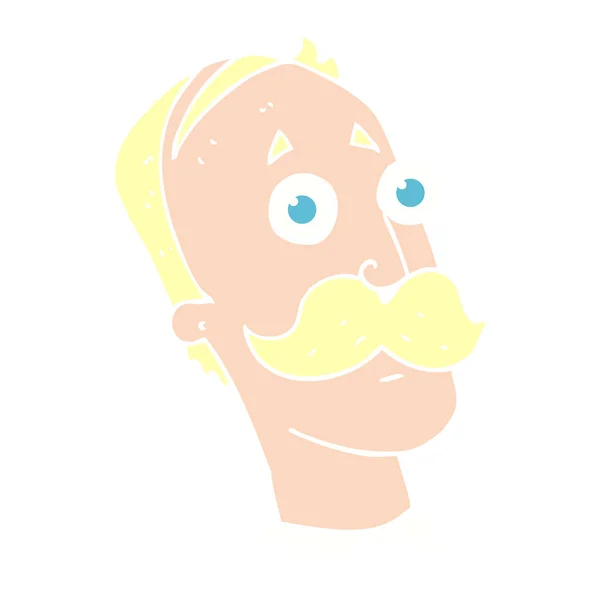 Illustration Couleur Plate Homme Avec Moustache — Image vectorielle