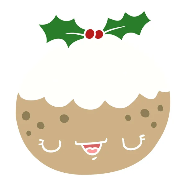 Mignon Plat Couleur Style Dessin Animé Pudding Noël — Image vectorielle